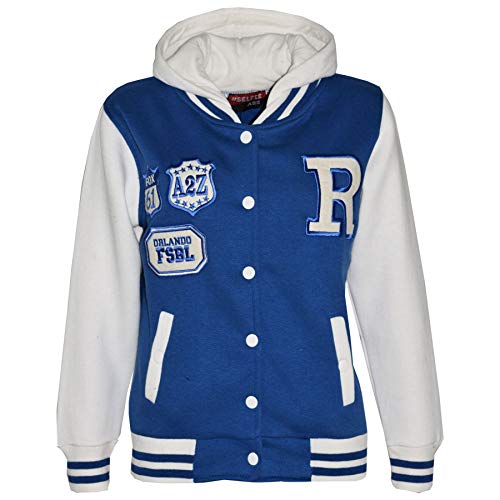 A2Z 4 Kids B.B Mit Kapuze R Mode NYC/Fox Jacke Varsity Baseball Stil Mantel - B.B Royal 7-8 von A2Z 4 Kids