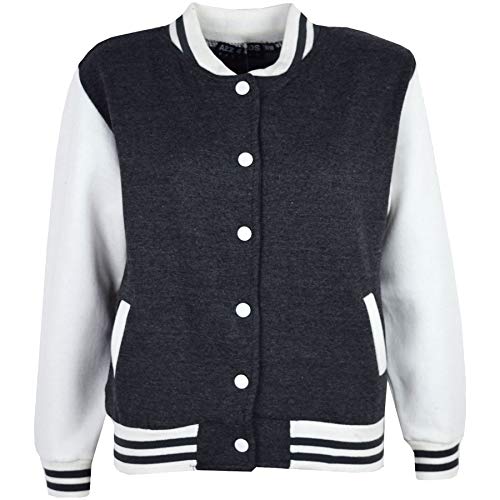 A2Z 4 Kids Baseball Kontrast Jacke Uni Stil Mantel B.B Stehkragen - B.B Plain Jacket Charcoal 5-6 von A2Z 4 Kids