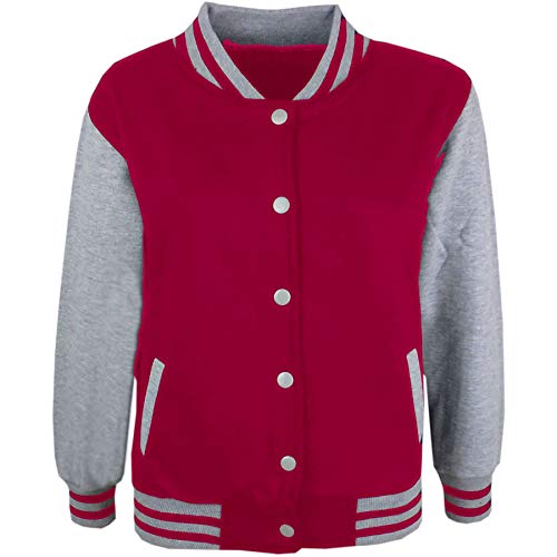 A2Z 4 Kids Baseball Kontrast Jacke Varsity Stilvoll Mantel B.B Stehkragen Lange Ärmel - B.B Plain Jacket Rosa & Grey 5-6 von A2Z 4 Kids