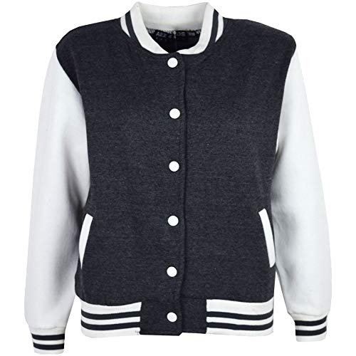 A2Z 4 Kids Baseball Kontrast Jacke Varsity Stilvoll Mantel B.B Stehkragen Lange Ärmel - B.B Plain Jacket Charcoal 13 von A2Z 4 Kids