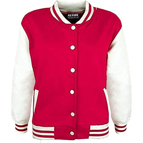 A2Z 4 Kids Baseball Kontrast Jacke Varsity Stilvoll Mantel B.B Stehkragen Lange Ärmel - B.B Plain Jacket Pink 5-6 von A2Z 4 Kids