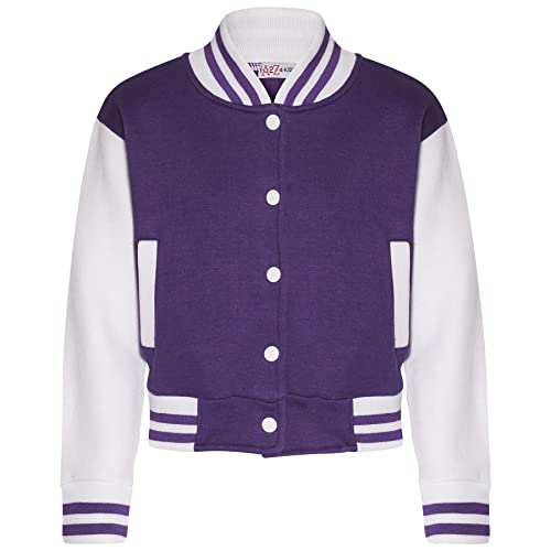 A2Z 4 Kids Baseball Kontrast Jacke Varsity Stilvoll Mantel B.B Stehkragen Lange Ärmel - B.B Plain Jacket Purple 11-12 von A2Z 4 Kids