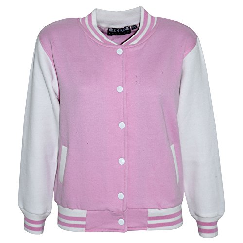 A2Z 4 Kids Baseball Kontrast Jacke Varsity Stilvoll Mantel B.B Stehkragen Lange Ärmel - B.B Plain Jacket baby Pink-11-12 von A2Z 4 Kids