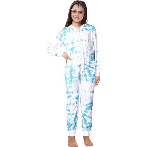 A2Z 4 Kids Baumwolle Onesie Für Kinder Strampelanzug Pyjama - Cotton Onesie 250 Tie Dye Blue 7-8 von A2Z 4 Kids