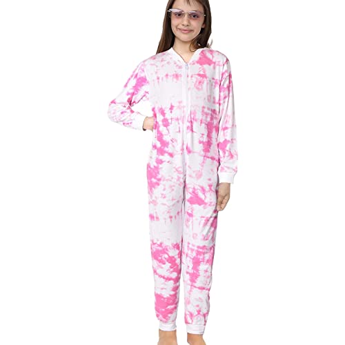 A2Z 4 Kids Baumwolle Onesie Für Kinder Strampelanzug Pyjama - Cotton Onesie 250 Tie Dye Pink 9-10 von A2Z 4 Kids