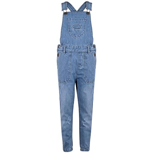 A2Z 4 Kids Denim Latzhose Gerippt Jeans Voll Länge Hellblau - Dungaree D83 Light Blue._13 von A2Z 4 Kids