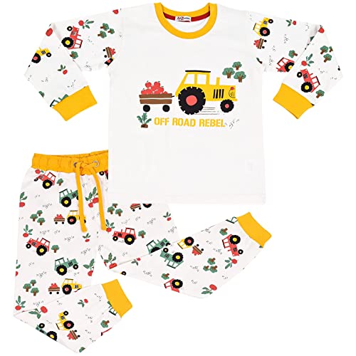 A2Z 4 Kids Du Sind Traktor Schlafanzug Satz Kontrast Farbe PJS Passend Spitze - PJS 193 Tractor White._3-4 von A2Z 4 Kids