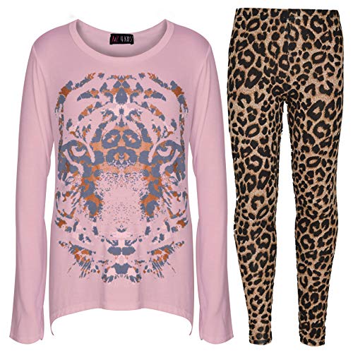A2Z 4 Kids Enfants Filles Top Tigre Visage Imprimé - Tiger Face 001 Set Baby Pink 13 von A2Z 4 Kids