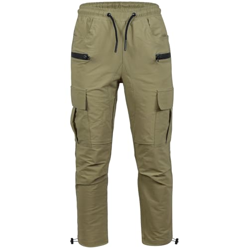 A2Z 4 Kids Jungen Aktiv Cargo Hose Schlank Fit Elastisch Taille Kordelzug Lässig Hosen Sport - Cargo Trouser 718 Khaki 3-4 von A2Z 4 Kids