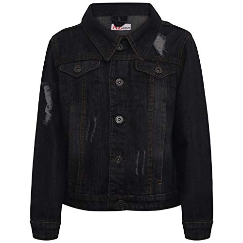 A2Z 4 Kids Jungen Denim Jacken Ripped Mode Verblasst - Boys Denim Jacket JK14 Black 7-8 von A2Z 4 Kids