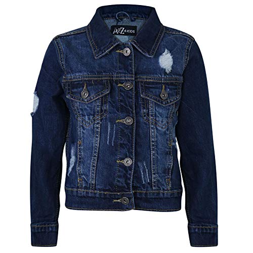 A2Z 4 Kids Jungen Denim Jacken Ripped Mode Verblasst - Boys Denim Jacket JK14 Dark Blue 7-8 von A2Z 4 Kids