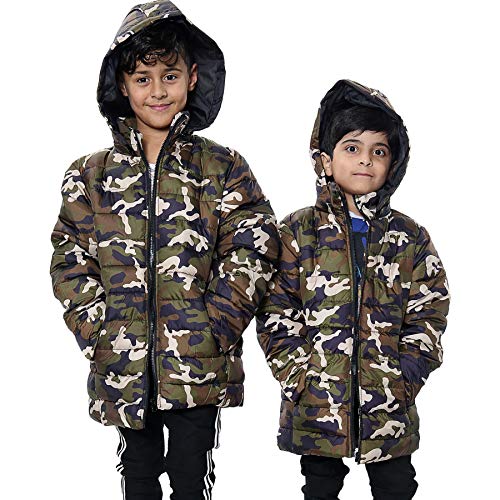 A2Z 4 Kids Jungen Jacke Kinder Camouflage Mit Kapuze Kapuzenpullover Padded - Jacket JK25 Camo Green 11-12 von A2Z 4 Kids