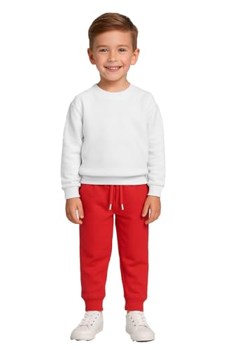 A2Z 4 Kids Jungen Mädchen Jogger Jogginghose Trainingshose - Fleece Trouser Red 7-8 von A2Z 4 Kids