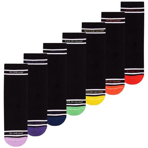 A2Z 4 Kids Jungen Mädchen Kinder 7 Tage Woche Socken Baumwolle - Socks 972 Week Days_Black 10-14 von A2Z 4 Kids