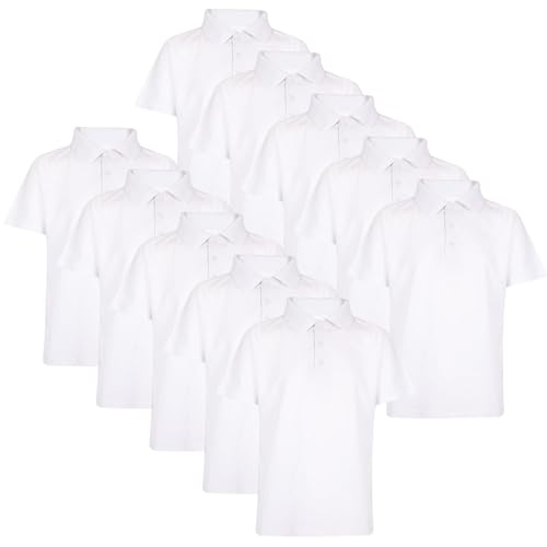 A2Z 4 Kids Jungen PoloT Shirts Schlicht Sommer - PL Polo T Shirt White 10 Pack 7-8 von A2Z 4 Kids