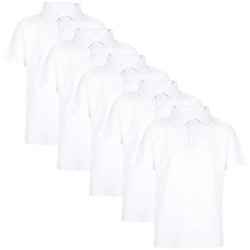 A2Z 4 Kids Jungen PoloT Shirts Schlicht Sommer - PL Polo T Shirt White 5 Pack 13-14 von A2Z 4 Kids