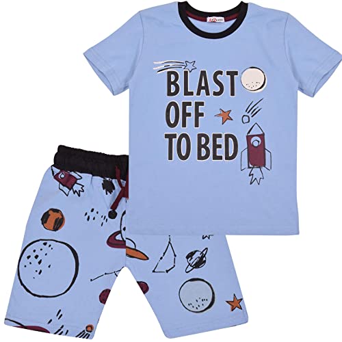 A2Z 4 Kids Jungen Rakete Raumschiff Blast Off Schlafanzug Kinder PJS 2 Teiliges Kurze Hose Satz - PJS 157 S Blue 9-10 von A2Z 4 Kids