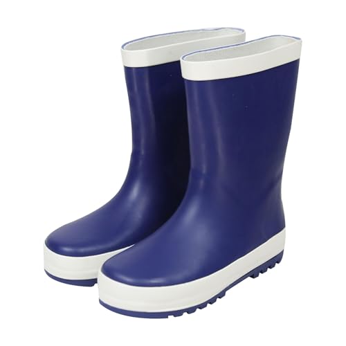 A2Z 4 Kids Jungen Regen Stiefel Rutschfest Wasserdicht Gummi PVC - Wellies Navy 2 UK von A2Z 4 Kids