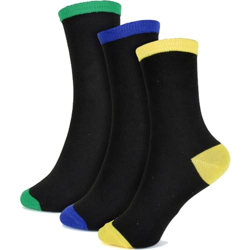 A2Z 4 Kids Jungen Stilvoll Kontrast Ferse & Zehe Socken Vibrant Farben Premium Qualität 3 Pack Komfortabel Wert Set - Socks AZ123 Black B 3 Pack 11-14 von A2Z 4 Kids