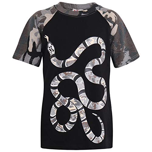 A2Z 4 Kids Jungen T-Shirts Kinder 100% Baumwolle Schlange Drucken - Boys Snake T Shirt Camo Charcoal 9-10 von A2Z 4 Kids