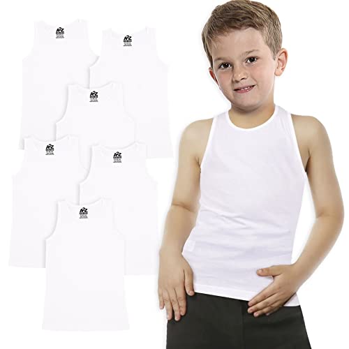 A2Z 4 Kids Jungen Unterwäsche Westen Weich Baumwolle Tank Tops Kinder Ärmellos - Vest 005 White 6 Pack 5-6 von A2Z 4 Kids