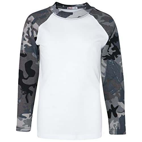 A2Z 4 Kids Jungs Plain Lang Ärmel Lightweight Sportbekleidung - T Shirt PL425 Camo Charcoal 13 von A2Z 4 Kids