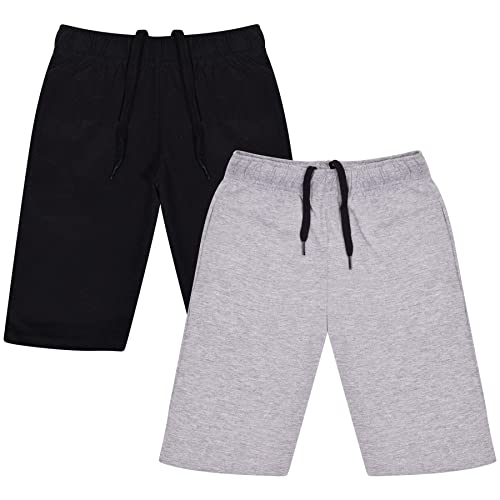 A2Z 4 Kids Jungs Shorts Baumwoll Stretch Lässig Sommer Knielang - Shorts S07 Black/Grey 2 Pack 11-12 von A2Z 4 Kids