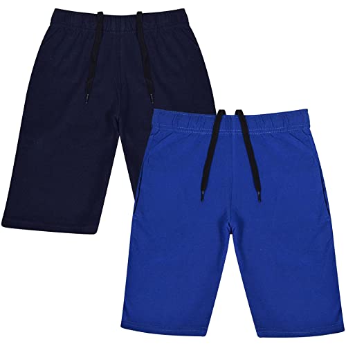 A2Z 4 Kids Jungs Shorts Baumwoll Stretch Lässig Sommer Knielang - Shorts S07 Navy/Royal 2 Pack 9-10 von A2Z 4 Kids