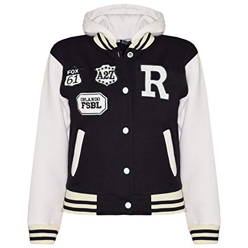 A2Z 4 Kids B.B Mit Kapuze R Mode NYC/Fox Jacke Varsity Baseball Stil Mantel - B.B Black 5-6 von A2Z 4 Kids