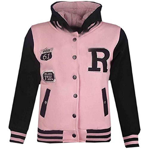 A2Z 4 Kids B.B Mit Kapuze R Mode NYC/Fox Jacke Varsity Baseball Stil Mantel - B.B Fox Baby Pink & Black 13 von A2Z 4 Kids