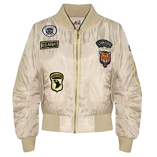 A2Z 4 Kids Kinder JACKE Mädchen Jungen Abzeichen Bomber - MA1 Jacket Badges Stone 13. von A2Z 4 Kids