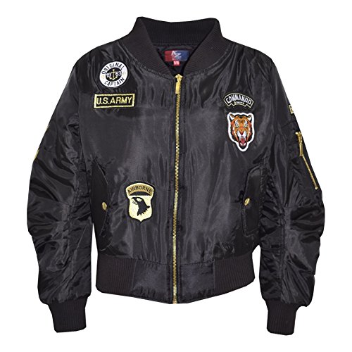 A2Z 4 Kids Kinder JACKE Mädchen Jungen Abzeichen Bomber - MA1 Jacket Badges. Black 11-12 von A2Z 4 Kids