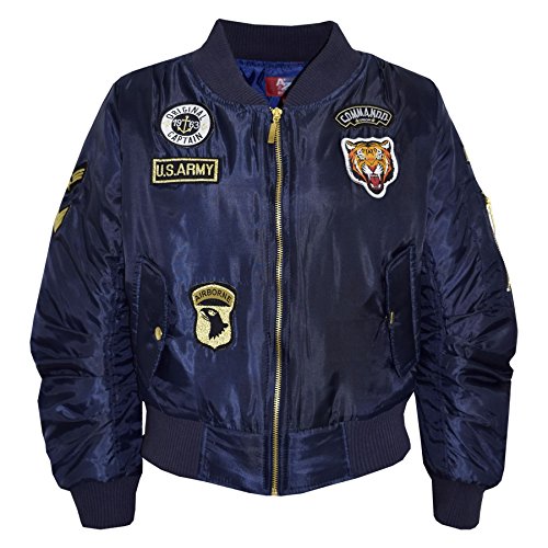 A2Z 4 Kids Kinder JACKE Mädchen Jungen Abzeichen Bomber - MA1 Jacket Badges. Navy 7-8 von A2Z 4 Kids