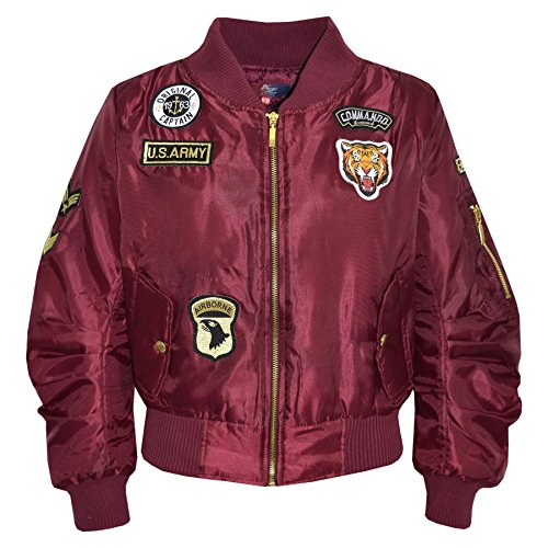 A2Z 4 Kids Kinder JACKE Mädchen Jungen Abzeichen Bomber - MA1 Jacket Badges. Wine 3-4 von A2Z 4 Kids