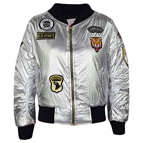 A2Z 4 Kids Kinder Jacke Mädchen Jungen Bomber - MA1 Jacket Badges Foil 7-8 von A2Z 4 Kids