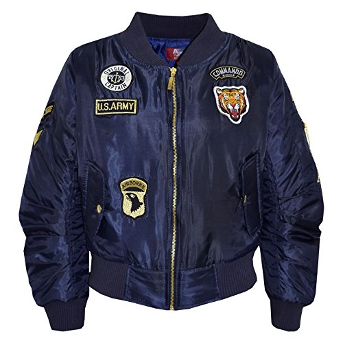 A2Z 4 Kids Kinder Jacke Mädchen Jungen Bomber - MA1 Jacket Badges Navy 13 von A2Z 4 Kids