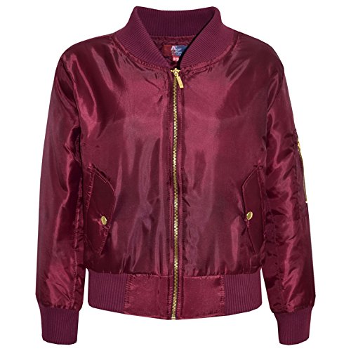 A2Z 4 Kids Kinder Jacke Mädchen Jungen Bomber - MA1 Jacket Wine 7-8 von A2Z 4 Kids