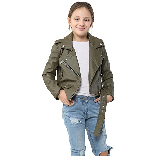 A2Z 4 Kids Kinder Jacken Mädchen Designer PU Leder Jacke Mode - PU Leather Jacket 774 Khaki 9-10 von A2Z 4 Kids