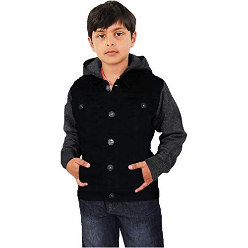 A2Z 4 Kids Kinder Jungen Denim Jacken Designer Vlies - Boys Denim Jacket JK15 Jet Black 11-12 von A2Z 4 Kids