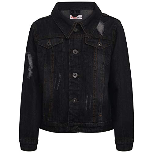 A2Z 4 Kids Kinder Jungen Denim Jacken Designer Zerrissene - Boys Denim Jacket JK14 Black 11-12 von A2Z 4 Kids