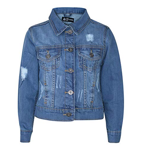 A2Z 4 Kids Jungen Denim Jacken Ripped Mode Verblasst - Boys Denim Jacket JK14 Light Blue 11-12 von A2Z 4 Kids