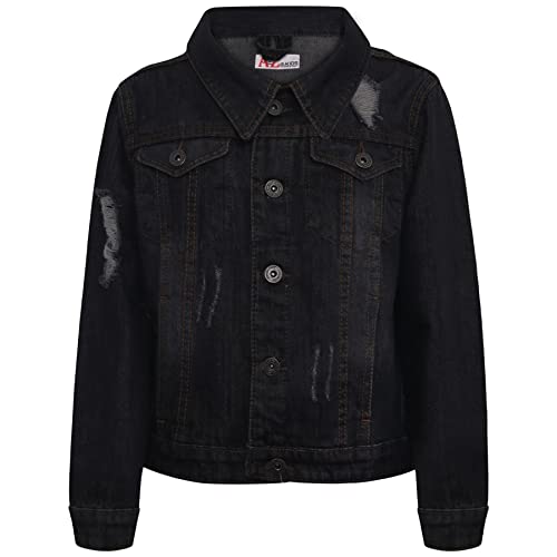 A2Z 4 Kids Kinder Jungen Denim Schwarz Jacken Designer - Boys Denim Jacket JK14 Black_7-8 von A2Z 4 Kids