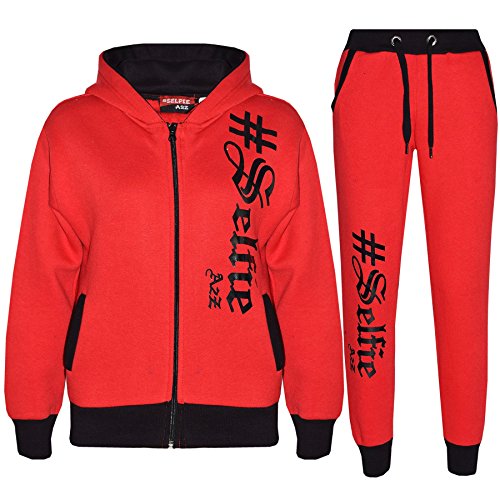 A2Z 4 Kids Kinder Jungen Mädchen Trainingsanzug #Selfie Aufdruck - T.S Selfie 002 Red 7-8 von A2Z 4 Kids