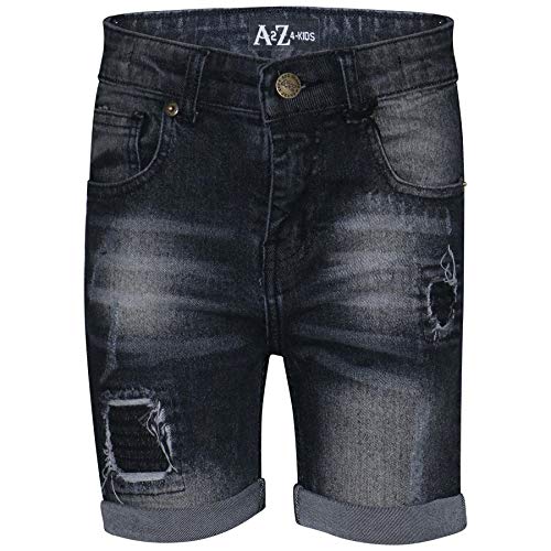 A2Z 4 Kids Kinder Jungen Mädchen Kurze Hose Designer Denim Zerrissene Chino - Boys Denim Short Ripped Black 7-8 von A2Z 4 Kids