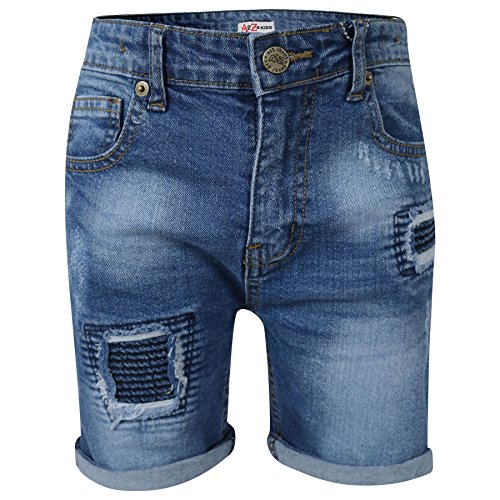 A2Z 4 Kids Kinder Jungen Mädchen Kurze Hose Designer Mittelblau Denim - Boys Denim Short Ripped Mid Blue_7-8 von A2Z 4 Kids