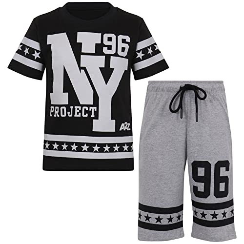 A2Z 4 Kids Kinder Jungen Mädchen T Shirt Short Designer 100% Baumwolle - NY Shorts Set Black 11-12 von A2Z 4 Kids