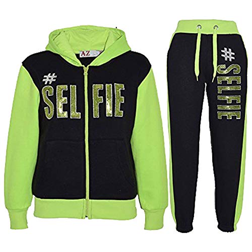 A2Z 4 Kids Kinder Jungen Mädchen Trainingsanzug Designer A2Z #Selfie Mit Kapuzen - T.S #Selfie Black Neon Green_.7-8 von A2Z 4 Kids