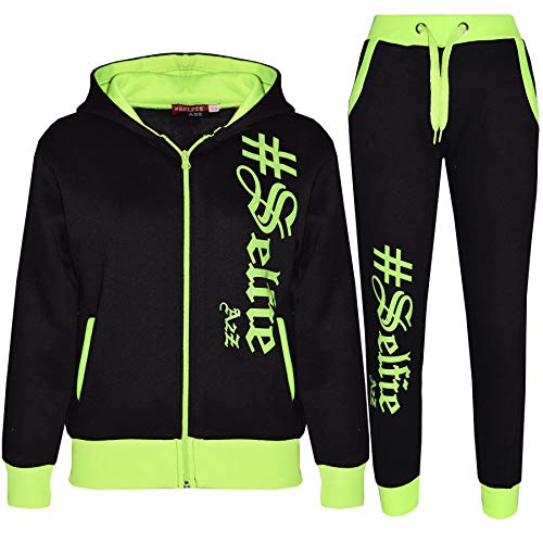 A2Z 4 Kids Kinder Jungen Mädchen Trainingsanzug Designer A2Z #Selfie Mit Kapuzen - T.S Selfie 002 Black Neon Green_.7-8 von A2Z 4 Kids