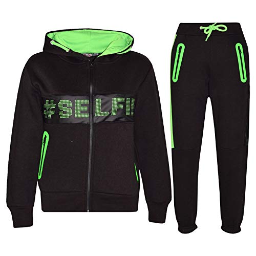 A2Z 4 Kids Kinder Jungen Mädchen Trainingsanzug Designer A2Z #Selfie Mit Kapuzen - T.S Selfie 003 Black Neon Green_.5-6 von A2Z 4 Kids