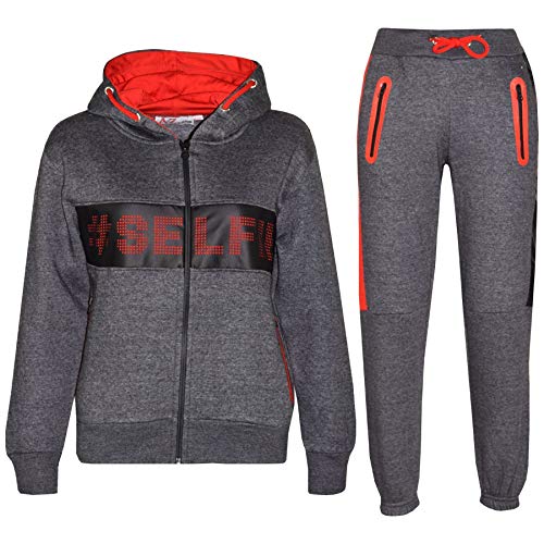 A2Z 4 Kids Kinder Jungen Mädchen Trainingsanzug Designer A2Z #Selfie Mit Kapuzen - T.S Selfie 003 Charcoal Red_.11-12 von A2Z 4 Kids